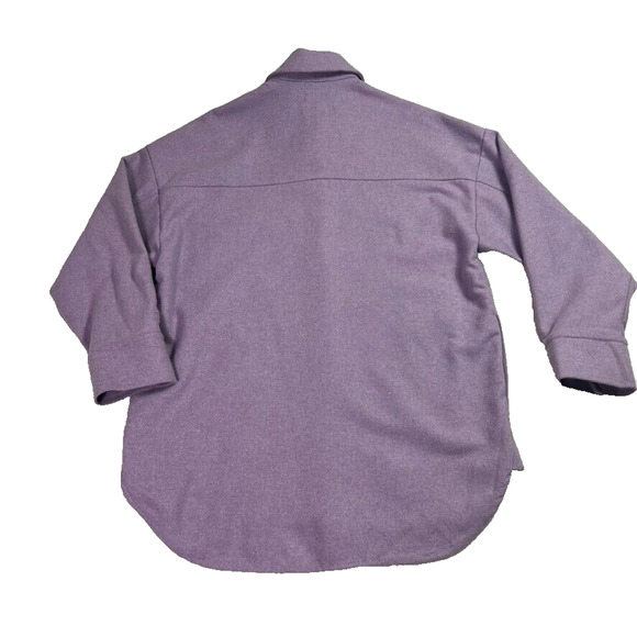ZARA Shacket Womens XS Purple Wool Blend Long Sleeve Wide Pockets Button Up - Picture 2 of 6